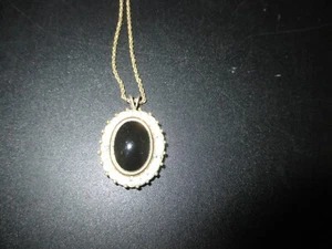 Pearl Brand Necklace/Pendant,Black Stone,Very Clean - Picture 1 of 4