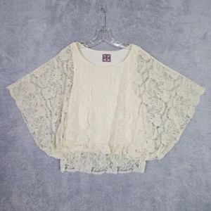 Free People Boho Top M Beige Encaje Manga Kimono Etérea Ligera Cuello Redondo - Imagen 1 de 15