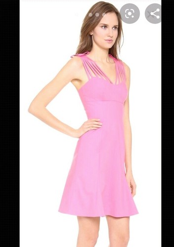 Autentico abito Moschino rosa fiocco nuovo con etichette taglia 42IT o 10 12UK molto elasticizzato