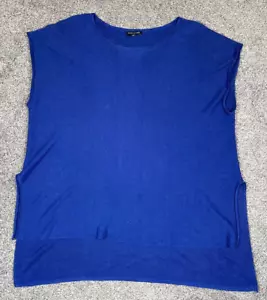 Eileen Fisher Shirt Womens Medium Sleeveless Loose Knit Royal Blue Lagenlook Top - Picture 1 of 5