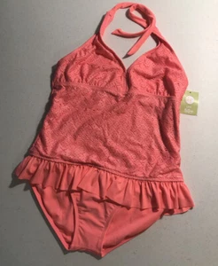 Circo Girls One Piece Swimsuit Size 14 Plus NEW WITH TAGS Coral - Picture 1 of 7