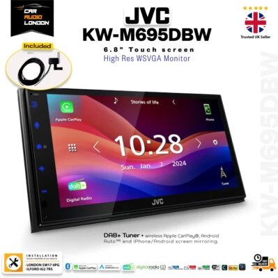 JVC KW-M695DBW DAB+ Car Stereo 6.8" Touchscreen Apple CarPlay Android Auto BT - Image 1 of 4