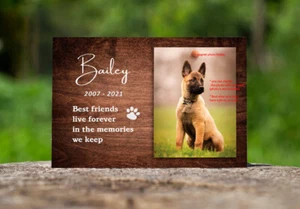 RIP Pet Loss Photo Changable Plaque Memorial wooden Plaque Personalised Dog Cat - Picture 1 of 6