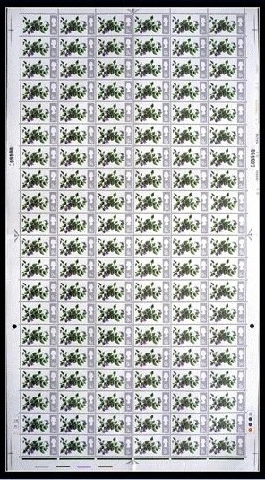 1967 9d Flowers Wmk Inv(Ord) Complete Sheet cylinder 2A-2D No Dot UNMOUNTED MINT - Image 1 of 1