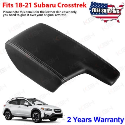 Capa de vinil preta apoio de braço console Subaru Crosstrek Fit 2018 2019 2020 2021 2022 - Imagem 1 de 4