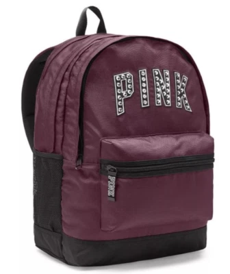 NUEVO CON ETIQUETAS ROSA VICTORIA'S SECRET BORGOÑA LOGO MOCHILA ESCUELA CAMPUS PORTÁTIL BOLSA DE LIBROS Foto 1 de 4