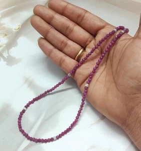 Genuine 2-3MM Ruby Faceted Rondelle Gemstone Beads Handmade Women Necklaces 18'' - Picture 1 of 14