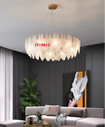 Crystal Chandelier Feather Lamp Fixture Pendant Ceiling Lighting Modern Leaves