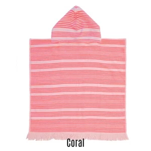 Bambury Kids Boys Poncho Hooded Beach Towels|Quick Drying - Coral - Picture 1 of 2