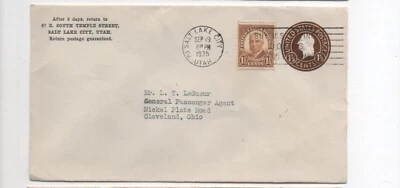United States entire U481 and 684 Salt Lake City Utah to Cleveland Ohio lot h - Image 1 of 2