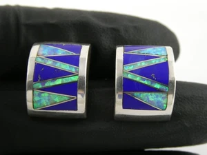 Southwestern Sterlingsilber Lapislazuli und Laboropal Ohrstecker 10 g 0,75 Zoll - Bild 1 von 13