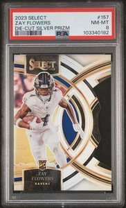 Panini Select Zay Flowers 2023 troquelado plata Prizm #157 PSA 8 RC - Imagen 1 de 2