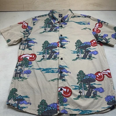 Camisa de campamento Neff para hombre Mushroom Forest manga corta caqui abotonada mediana UEC Foto 1 de 4