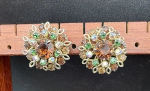 Pendientes Julianna Corona Redonda Estrás Marrón y Verdes C1256 - Imagen 1 de 4