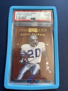 1996 BARRY SANDERS Playoff Prime Boss Hogs 1:96 Leather PSA 9 MINT Low Pop - Picture 1 of 2