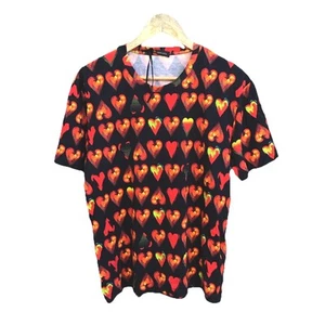 NUEVO SIN ETIQUETAS Versace Hecho en Italia Rojo Corazón Pasarela Doble Cara AOP Camiseta Mujer xl - Imagen 1 de 6