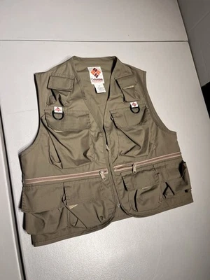 Chaleco Columbia Para Hombre Pequeño Ropa Deportiva Marrón Caqui Pesca Caza Cremallera De Colección Foto 1 de 4