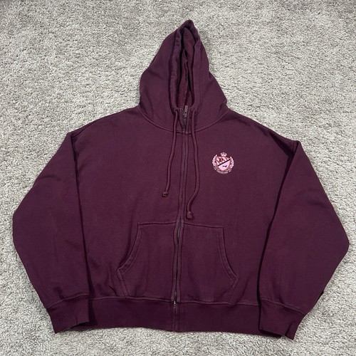 UNDERCOVER Felpa con cappuccio Victorias Secret ROSA full zip Y2K logo crest marrone taglia media