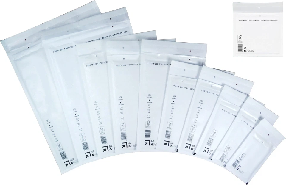 luftpolstertaschen luftpolsterumschläge 9 Größen A1 B2 C3 D4 E5 F6 G7 H8 +CD