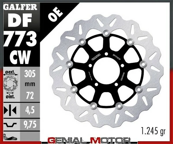 Galfer Front Brake Disc Wave Floating 305X4.5mm Ducati Hyperstrada 939 2016 - Image 1 of 1