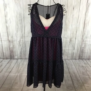 KOOKAI Women's Sheer Overlay Baby Doll Sleeveless Dress Size 36 8 10 Blue Pink - Picture 1 of 8