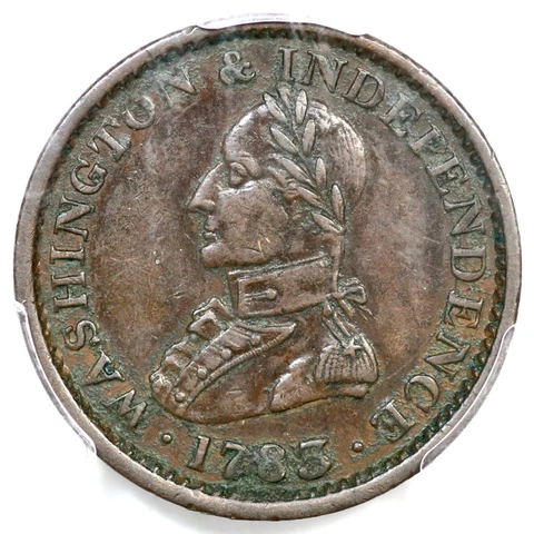 1783 PCGS XF 40 Lg Military Bust Washington & Independence Colonial Copper Coin Cover