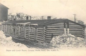 Depósito y comedor ferroviario, Corona, Colorado Moffat Road 1907 RPO raro antiguo - Imagen 1 de 2