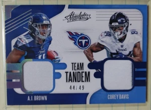 2019 Absolute Team Tandem Materials Prime Titans A.J. Brown/Corey Davis 44/99 - Picture 1 of 2