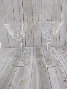 Vintage Starlight Libbey 5 3/4" Juice Cordial Cocktail Glasses Set Of 2 Starburs - Picture 1 of 6