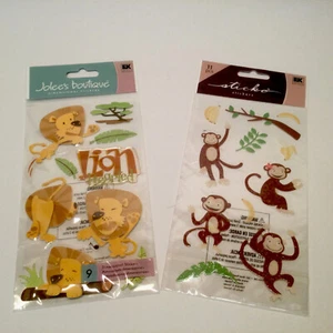 Jolee's Lion Hearted Dimensional Stickers Sticko Glitter Monkey Bananas Animals - Picture 1 of 4