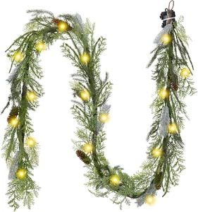 Decorbyhannah Christmas Garland with Lights, Prelit 9Ft Lighted Norfolk Pine Gar - Picture 1 of 7