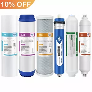 Set di ricambio filtro acqua sistema ad osmosi inversa 3/4/5/6 stadi 50/75/100/150G - Foto 1 di 20