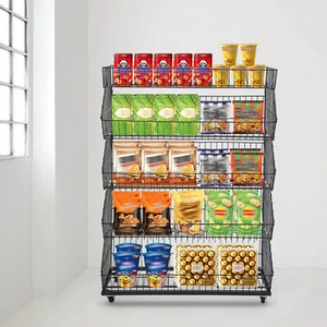 5 Tiers Retail Shop Display Rack 20kg Market Shelf Fruit Vegetable Snack Shelves - Picture 1 of 18