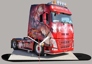 Camion Décoré VOLVO MYLENE FARMER -02 en horloge miniature sur socle - Picture 1 of 1