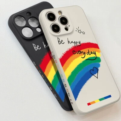 Shockproof Silicone Rainbow Colour Case For iPhone 15 14 Pro Max 13 12 Pro 11 XR - Image 1 of 4