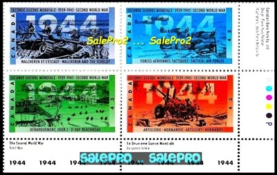 CANADA 1994 CANADIAN 1944 2nd WORLD WAR FV $1.72 WWII MNH STAMP SET CORNER BLOCK - Image 1 of 2