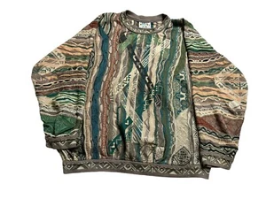 COOGI Vtg Sweater Multicolor Aztec Myan Print Large 3D - Picture 1 of 5