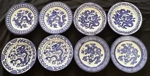 8 Platos de Ensalada Dragón Bombay China 8" en Azul: 2 cada uno de 4 diseños - Imagen 1 de 12