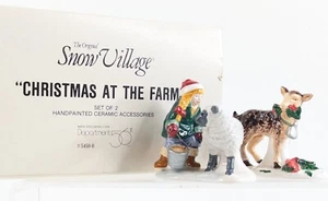 Dept 56 Snow Village CHRISTMAS AT THE FARM 2pc Set - Department - NEW in Box - Picture 1 of 6
