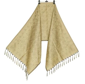 Sushila stola lunga vintage arte indiana tessuto seta Banarasi crema donna Dupatta - Foto 1 di 12