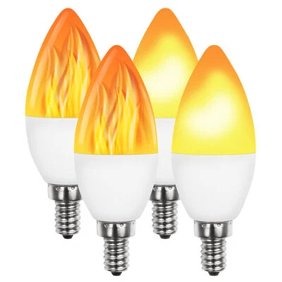 Luminea 4er-Set LED-Lampen mit Flammeneffekt, 3 Beleuchtungs-Modi, E14, 2 W, - Bild 1 von 4