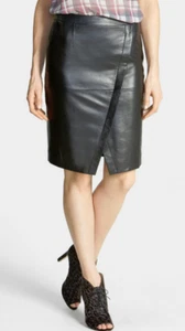 Halogen Seamed Leather Pencil Skirt Black NWT $248 - Picture 1 of 2