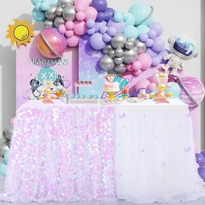 Tablecloth Sequin Birthday Decorations Big Payette Sequin Table Cloth for Iri... - Picture 1 of 8