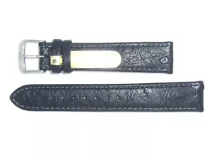 DI-Modell Genuine Ostrich Leather 18 mm black Watch Band Strap "STRAUSS" - Picture 1 of 3