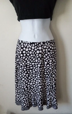 Christopher & Banks Black Polka dot print A-line ruffled flounce hem skirt L - Image 1 of 4