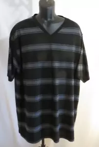 Mens Swiss Cross Short Sleeve Pullover Black/Gray Striped Shirt Size 4XL - Picture 1 of 4