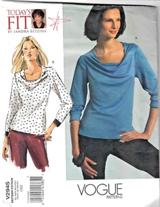 Vogue V2945 Sewing Pattern Misses Close-fitting Pullover Top Squared Neckline OS - Picture 1 of 4