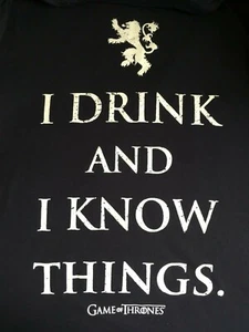 Game Of Thrones I DRINK AND I KNOW THINGS Tyrion Lannister T-Shirt 2X-Lg. Black - Picture 1 of 4