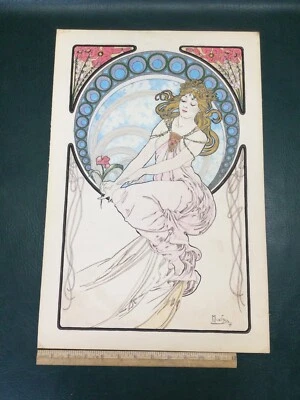 Litografía en color Alphonse Mucha 1898 de la serie de arte ~ pintura ~ Foto 1 de 4