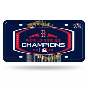 BOSTON RED SOX WORLD SERIES CHAMPIONS 2018 METAL LICENSE PLATE BASEBALL MLB AUTO - Picture 1 of 3